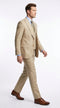 Men’s Great Gatsby Tan Summer Sharkskin 3 Piece – Double Breasted Vest Classic 1920s Groosmen Suit
