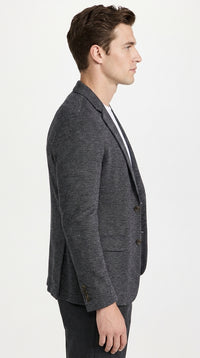 Men’s Charcoal Grey Sport Coat – Classic Two Button Notch Lapel Textured Blazer