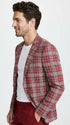 Men's Red Tartan Plaid Blazer Checkered Sport Coat Holiday New Year Gray Windowpane