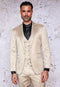 Mens 3-Piece Slim-Fit Shiny All Satin Suit Champagne