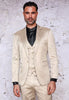 Mens 3-Piece Slim-Fit Shiny All Satin Suit Champagne