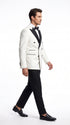 Men’s Vintage Hollywood Ivory Double-Breasted Tuxedo – Black Peak Lapel Wedding and Formal Suit