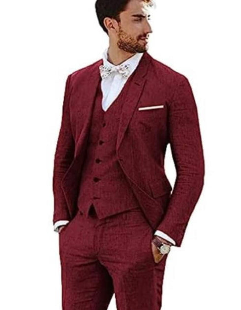 Linen Suit - Mens Summer Suits in Light Burgundy - Beach  Wedding