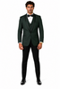 3-Piece Tailored Fit Wool Suit with Bow Tie and Flat Front Pants - Hunter