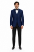 3-Piece Tailored Fit Wool Suit with Bow Tie and Flat Front Pants - Navy