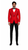 3-Piece Tailored Fit Wool Suit with Bow Tie and Flat Front Pants - Red