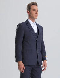 Mens Jacket + Pants Summer Seersucker Suit in Navy on Navy Pinstripe