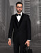 Mens Vested Wool Tuxedo with Velvet Shawl Lapel in Black