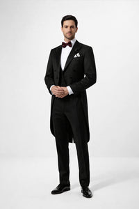 (34R, 38S) Classic Full Dress Tuxedo Tails 2 Piece Regular Fit In Black
