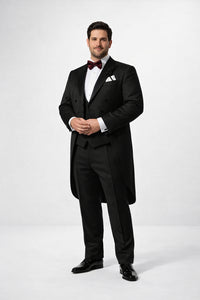 (34R, 38S) Classic Full Dress Tuxedo Tails 2 Piece Regular Fit In Black