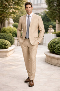 (34R) Regular Fit 2 Piece Beige Suit