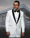 Mens Vested One Button Shiny Sharkskin Shawl Lapel Tuxedo in White