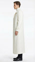 Mens Off-White Long Trench Coat – Overcoat with Classic Clean Design Duster Maxi Coat in Ivory Color