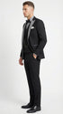 Men’s Black And White Lapel 3 Piece Tuxedo Suit with Silver Gray Satin Lapel | Formal Wedding Prom Suit Set