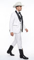Men’s White and Black Western Wedding Tuxedo – Cowboy Style 3-Piece Traje para Boda with Double-Breasted Vest