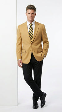 Men’s Camel Blazer, Classic Two Button Business Casual Wedding Summer Sport Coat Jacket in Khaki Bronze Color Modern Fit