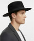 Men’s Black Wide Brim Fedora Hat – Classic Wool Felt Dress Hat with Matching Black Band