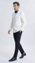 Men’s White Double Breasted Dinner Jacket Blazer with Black Pants – Formal Tuxedo Style Outfit for Weddings
