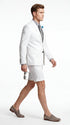 Men’s Cotton Fabric White 2 Piece Summer Suit with Shorts, Casual Beach Wedding and Resort Formal Outfit