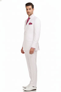 Men’s White Double-Breasted 3-Piece Suit Set – Premium Tailored Fit Formal Wedding and Evening Suit