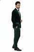 Men’s Dark Green Velvet Tuxedo Dinner Jacket – Slim Fit Formal Blazer with Satin Peak Lapel Lape