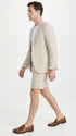 Men’s Tan Linen Suit with Shorts, 2 Piece Summer Short Suit, Casual Beach Wedding Outfit