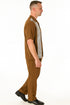 Men’s Cognac Tan Two-Piece Outfit – Short Sleeve Button-Up Shirt and Pants Set
