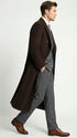 Men’s Brown Long Overcoat – Double Breasted Classic Formal Winter Coat for Business, Topcoat and Cold Weather Wear