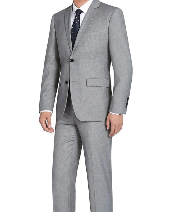 (36S, 38L) Light Gray 100% Virgin Wool Regular Fit Pick Stitched 2 Piece Suit