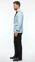 Men’s Baby Blue Tuxedo Blazer with Black Lapel – Formal Dinner Jacket for Wedding, Prom and Evening Events  in Sky Light Blue Color