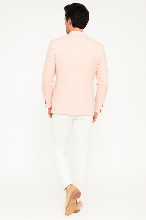 Men’s Blush Pink Slim Fit Blazer – Stylish Two-Button Sport Coat with Notch Lapel