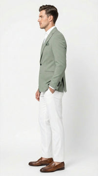 Men’s Sage Green Blazer – Two Button Notch Lapel Formal Jacket for Wedding, Summer and Party Wear in Light Green Sport Jacket