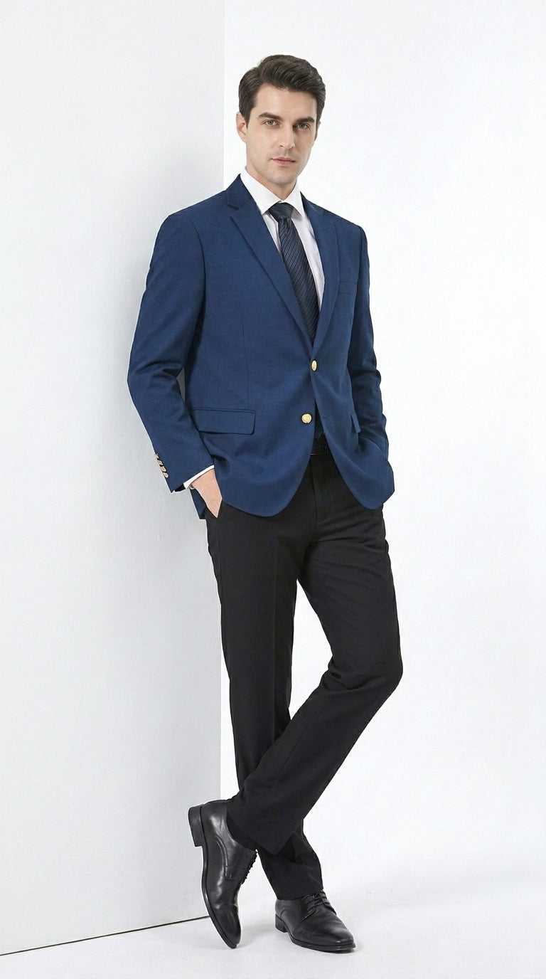 Men's Sapphire Indigo Cobalt Blue Blazer with Gold Buttons – Classic S –  OvercoatUSA