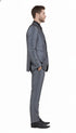 Men’s Dark Grey Shiny Two-Piece Suit – Slim Fitted Formal Jacket and Tailored Pants - Sateen Metalic in Charcoal Gray Color