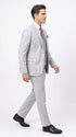 Men’s Light Grey Sharkskin 3 Piece Business Suit – Slim Fit Two Button Vested Wedding & Silver Suit