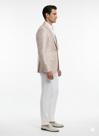 Men’s Lavender and Gold Tuxedo Embroidered Lilac Mauve Blazer – Designer Floral Pattern Wedding & Party Jacket