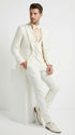 Vinci Men’s Ivory Three Piece Suit – Ivory 3PC Formal Wedding Suit for Groom, Prom and Black Tie Events