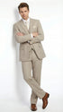 Men’s Tan Pinstripe Three Piece Suit – Classic Fit Pleated Pants  Tan Sand Beige Wedding, Church Shadow Ton on Tone  Business Suit for Men