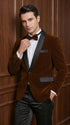Men’s Brown Camel Bronze Velvet Tuxedo Jacket, Shawl Lapel Wedding Prom Dinner Blazer - Blazer Sportcoat