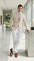 Mens Beige Seersucker Blazer – Lightweight Striped Summer Sport Coat Casual Smart Formal Blazer