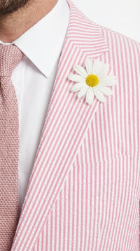 Mens Pink Seersucker Blazer – Lightweight Striped Summer Sport Coat Casual Smart Formal Jacket