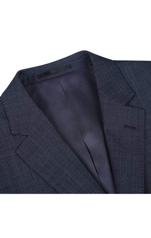 Wool Blend Regular Fit Suit 2 Piece Suit 2 Button in Navy