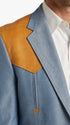 Men’s Sky Blue and Gold Western Cowboy Blazer – Classic Country Style Jacket, Vintage  in Steel blue Color