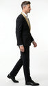 Men’s Black Suit with Gold Lapel – Luxury Formal Tuxedo Style Suit for Wedding, Prom, Party and Evening Wear