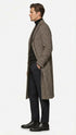 Men’s Black & Grey  Herringbone Tweed Wool Blend Overcoat – Classic Single-Breasted Winter Blazer Carcoat