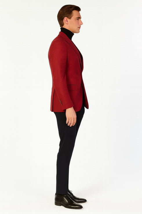 Men’s Burgundy Red - Wine  Two-Button Sport Coat – Stylish Blazer for Business, Parties