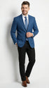 Men’s Blue Houndstooth Blazer Jacket, Check Pattern Formal Sport Coat for Weddings, Prom, Parties, and Special Occasions