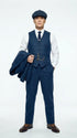 Men’s Blue 3 Piece Suit, Thomas Shelby Inspired Vintage Formal Suit Herringbone Tweed 1920s fabric