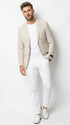 Men’s Beige Seersucker Summer Blazer, Lightweight Striped Sport Coat for Weddings, Parties, Beach Events in Tan Color