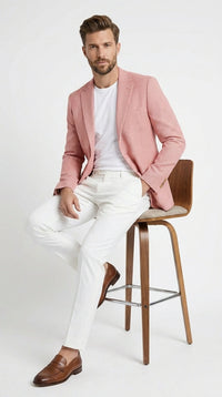 Men’s Red and white Houndstooth Summer Blazer, Lightweight Check Sport Coat for Weddings, Prom, Parties